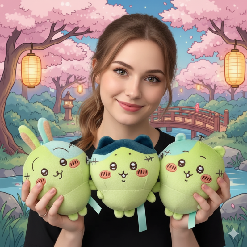 Chiikawa Anime Zombie Plush - Adorable Undead Character Toy with Spooky Charm (9cm)