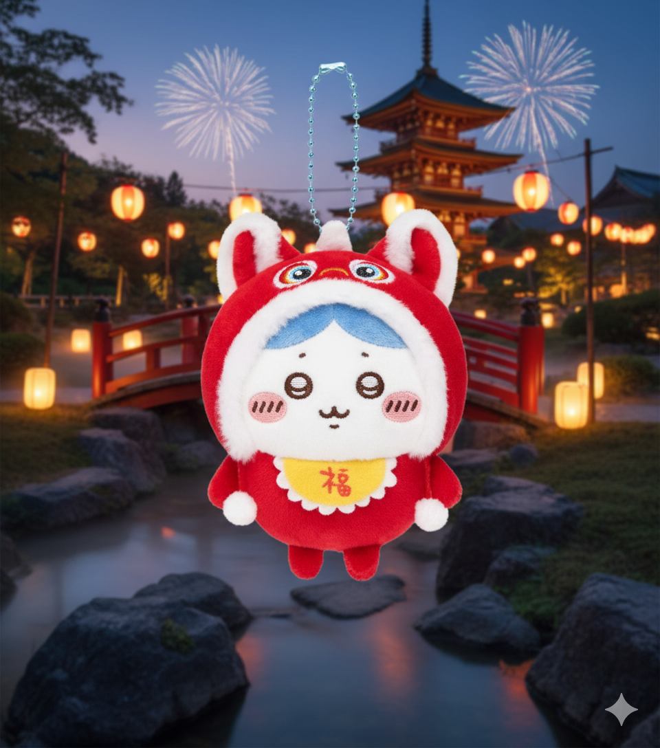 Chiikawa Chinese Exclusive Lion Dance Hachiware Plush Keychain