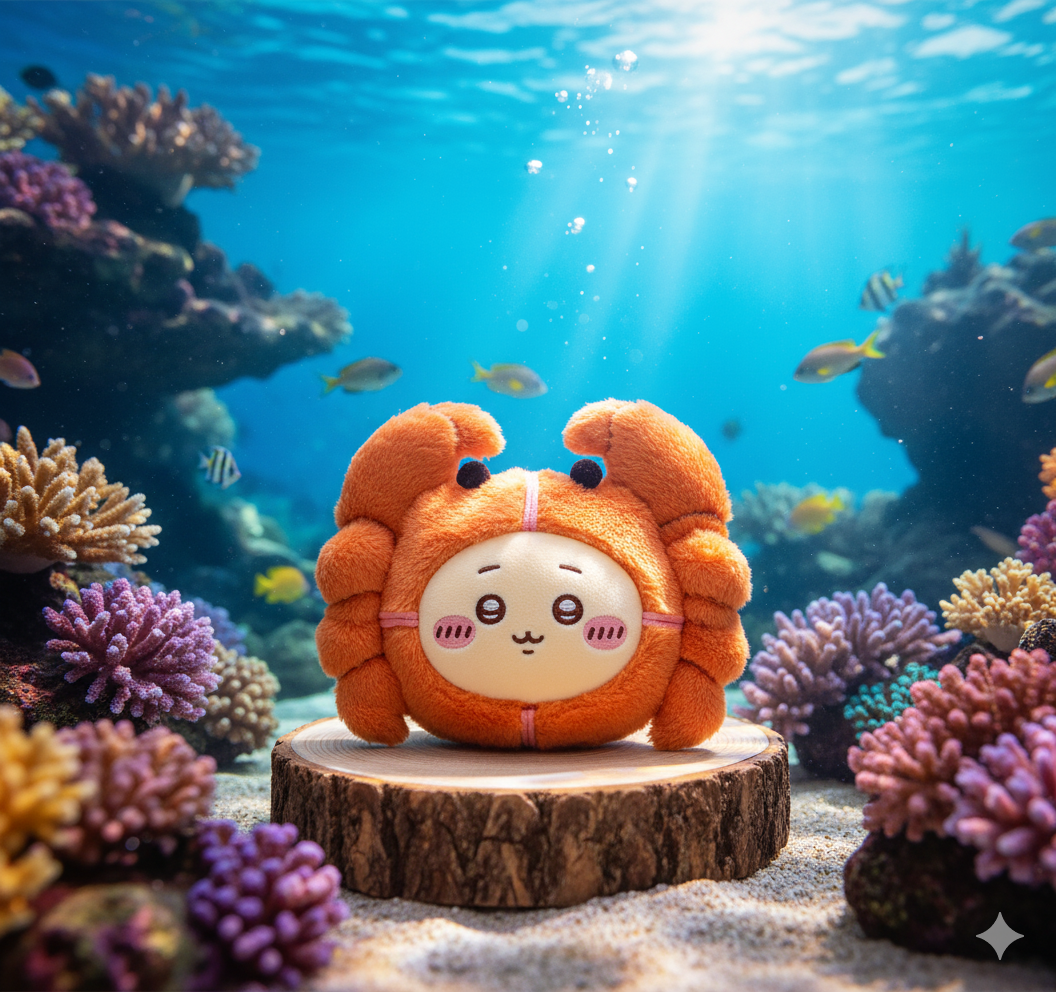 Chiikawa Shanghai Limited Edition Hairy Crab Hachiware Plush Keychain