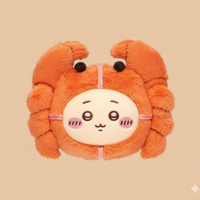 Chiikawa Shanghai Limited Edition Hairy Crab Hachiware Plush Keychain - Exclusive Coastal Character Accessory for Fans