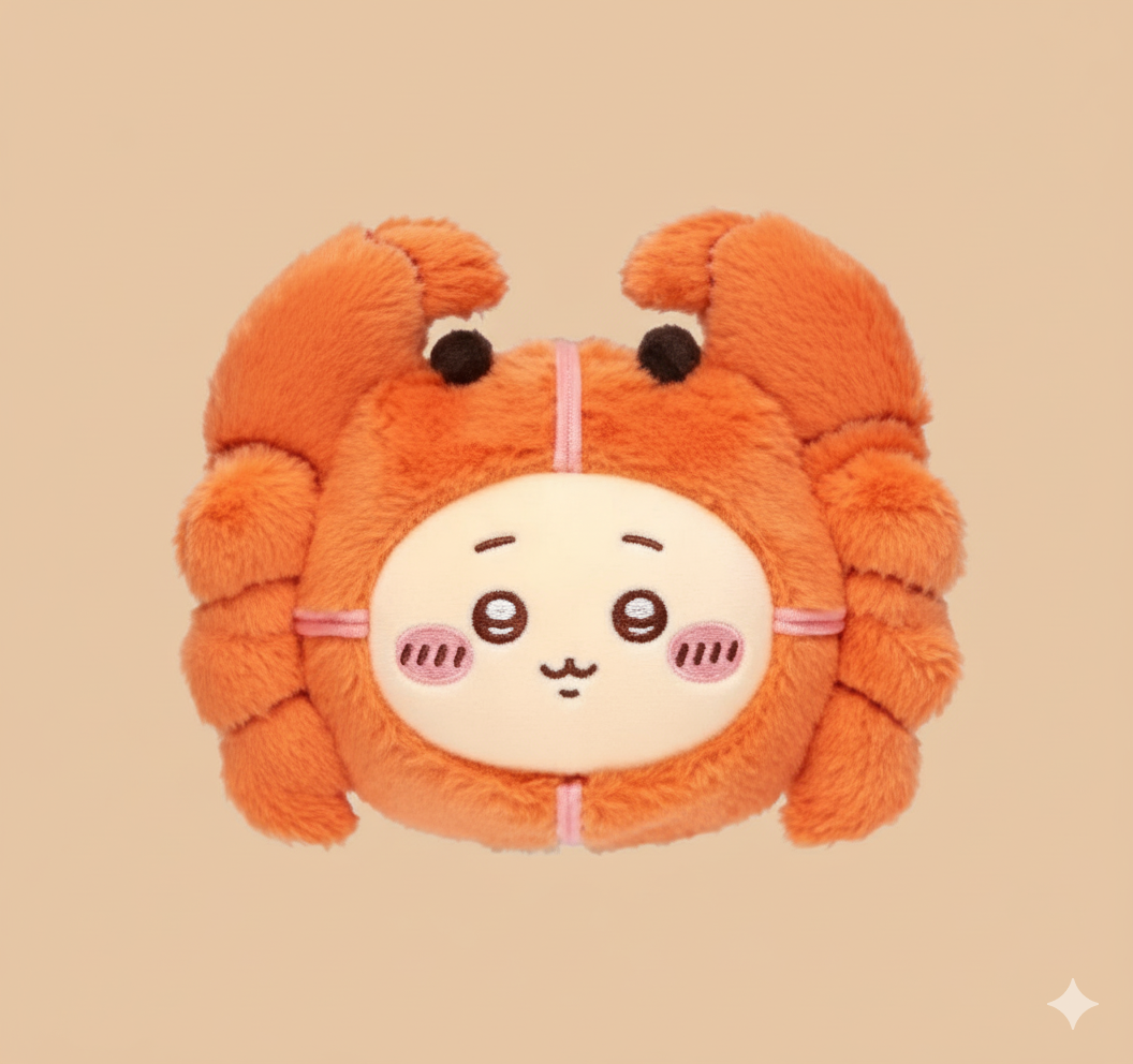 Chiikawa Shanghai Limited Edition Hairy Crab Hachiware Plush Keychain - Exclusive Coastal Character Accessory for Fans