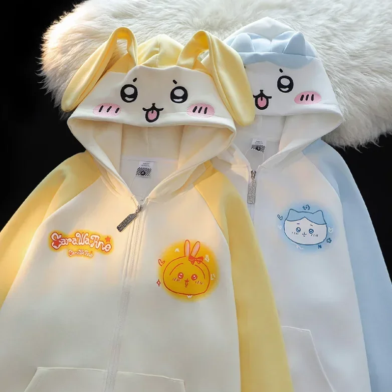 Chiikawa Animated Hoodie - Playful Character Pullover for Cozy Anime Style