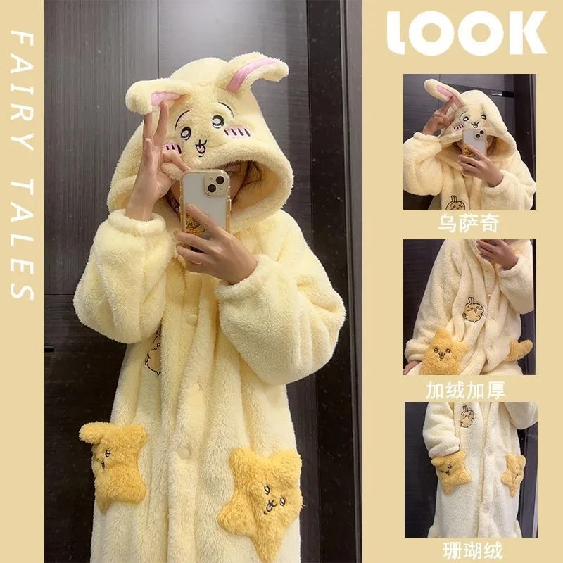 Chiikawa Velvet Robes - Luxurious Anime Character Loungewear for Ultimate Cozy Comfort - Image 2