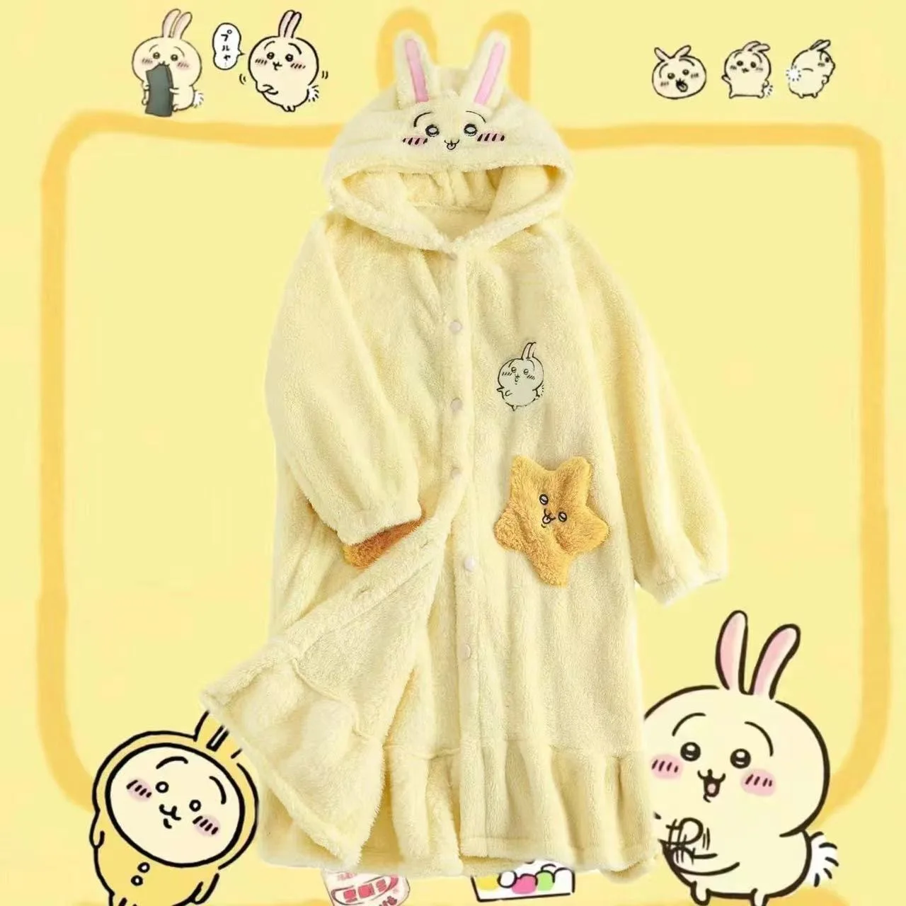 Chiikawa Velvet Robes - Luxurious Anime Character Loungewear for Ultimate Cozy Comfort - Image 9
