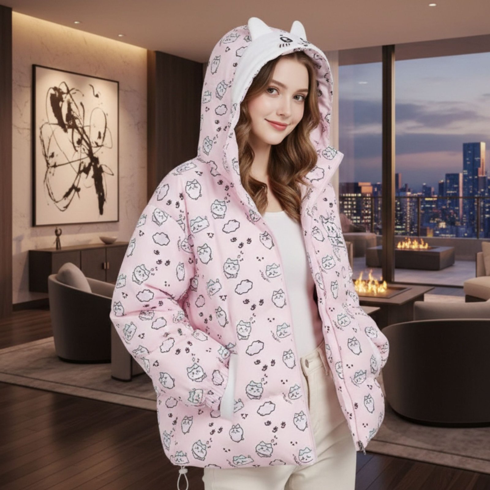 Chiikawa Winter Jacket - Adorable Anime Character Cozy Padded Coat for Cold Days - Image 3